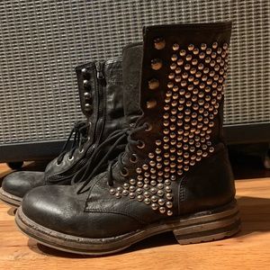 Steven by Steve Madden Leather Studded Boots